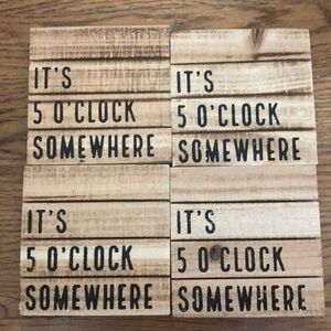 NEW It’s 5 o’clock somewhere Shabby chic vintage wooden drink coaster set